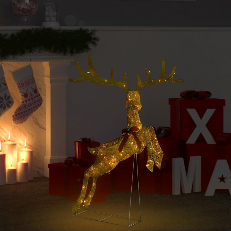 LED-Rentier Fliegend Weihnachtsdeko 120 LEDs Gold Warmweiß LED-Rentier Fliegend Weihnachtsdeko 120 LEDs Gold Warmweiß