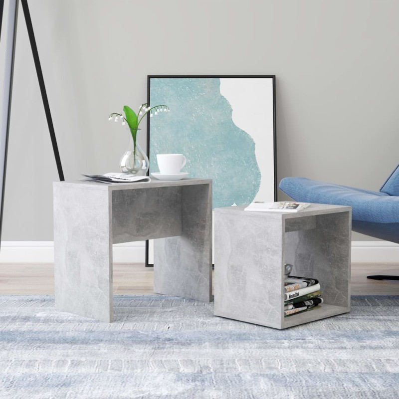 Couchtisch-Set Betongrau 48x30x45 cm Holzwerkstoff Couchtisch-Set Betongrau 48x30x45 cm Holzwerkstoff