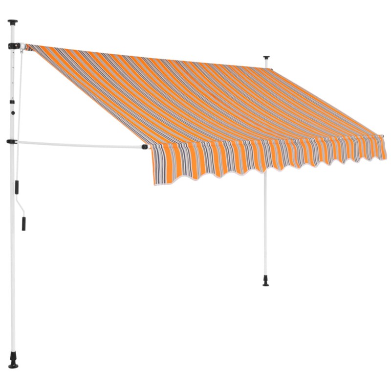 Einziehbare Markise Handbetrieben 250 cm Gelb/Blau Gestreift Einziehbare Markise Handbetrieben 250 cm Gelb/Blau Gestreift