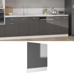 vidaXL Geschirrspülerblende Hochglanz-Grau 59,5x3x67 cm Holzwerkstoff