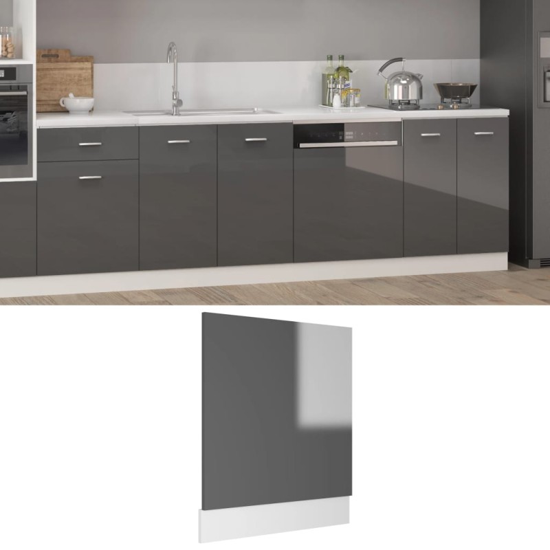 vidaXL Geschirrspülerblende Hochglanz-Grau 59,5x3x67 cm Holzwerkstoff vidaXL Geschirrspülerblende Hochglanz-Grau 59,5x3x67 cm Holzwerkstoff