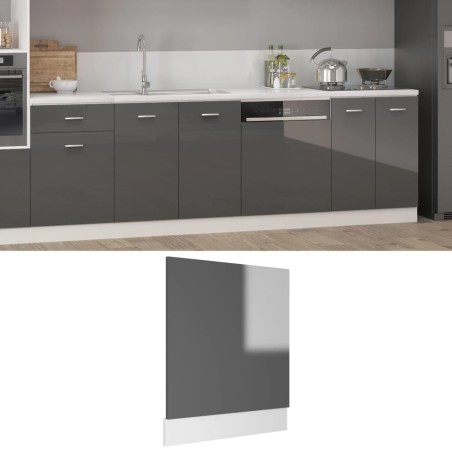vidaXL Geschirrspülerblende Hochglanz-Grau 59,5x3x67 cm Holzwerkstoff