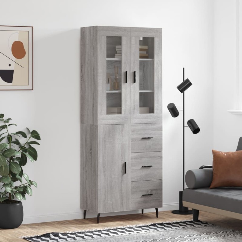vidaXL Highboard Grau Sonoma 69,5x34x180 cm Holzwerkstoff vidaXL Highboard Grau Sonoma 69,5x34x180 cm Holzwerkstoff