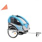 2-in-1 Kinder Fahrradanhänger & Kinderwagen Blau und Grau 2-in-1 Kinder Fahrradanhänger & Kinderwagen Blau und Grau
