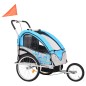 2-in-1 Kinder Fahrradanhänger & Kinderwagen Blau und Grau 2-in-1 Kinder Fahrradanhänger & Kinderwagen Blau und Grau