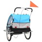 2-in-1 Kinder Fahrradanhänger & Kinderwagen Blau und Grau 2-in-1 Kinder Fahrradanhänger & Kinderwagen Blau und Grau