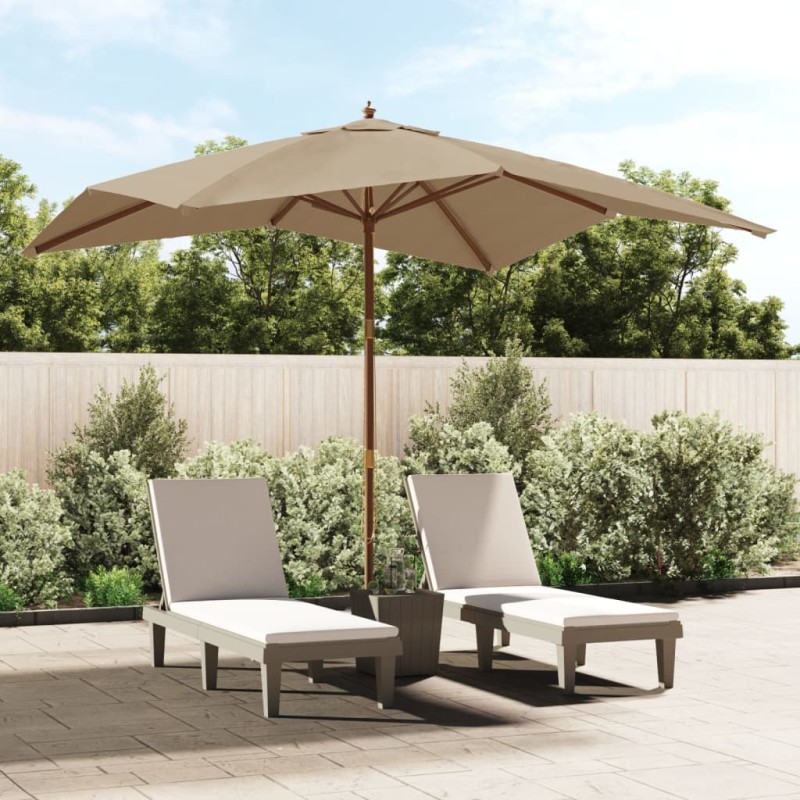 vidaXL Sonnenschirm mit Holzmast Taupe 300x300x273 cm vidaXL Sonnenschirm mit Holzmast Taupe 300x300x273 cm