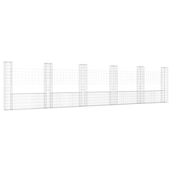 vidaXL Gabionenkorb U-Form mit 6 Säulen Eisen 620x20x150 cm