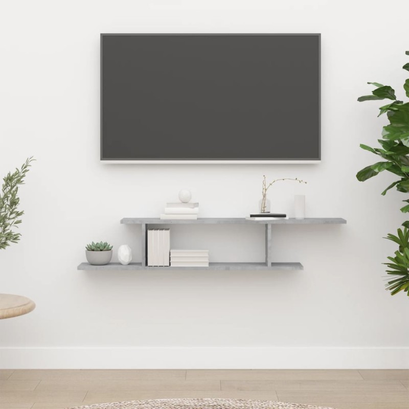 TV-Wandregal Betongrau 125x18x23 cm Holzwerkstoff TV-Wandregal Betongrau 125x18x23 cm Holzwerkstoff