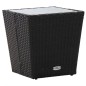 Beistelltisch Schwarz 41,5×41,5×43 cm Poly Rattan und Hartglas Beistelltisch Schwarz 41,5×41,5×43 cm Poly Rattan und Hartglas