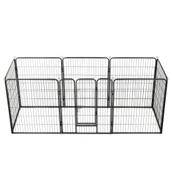 Hunde-Laufgitter 8 Paneele Stahl 80 x 100 cm Schwarz