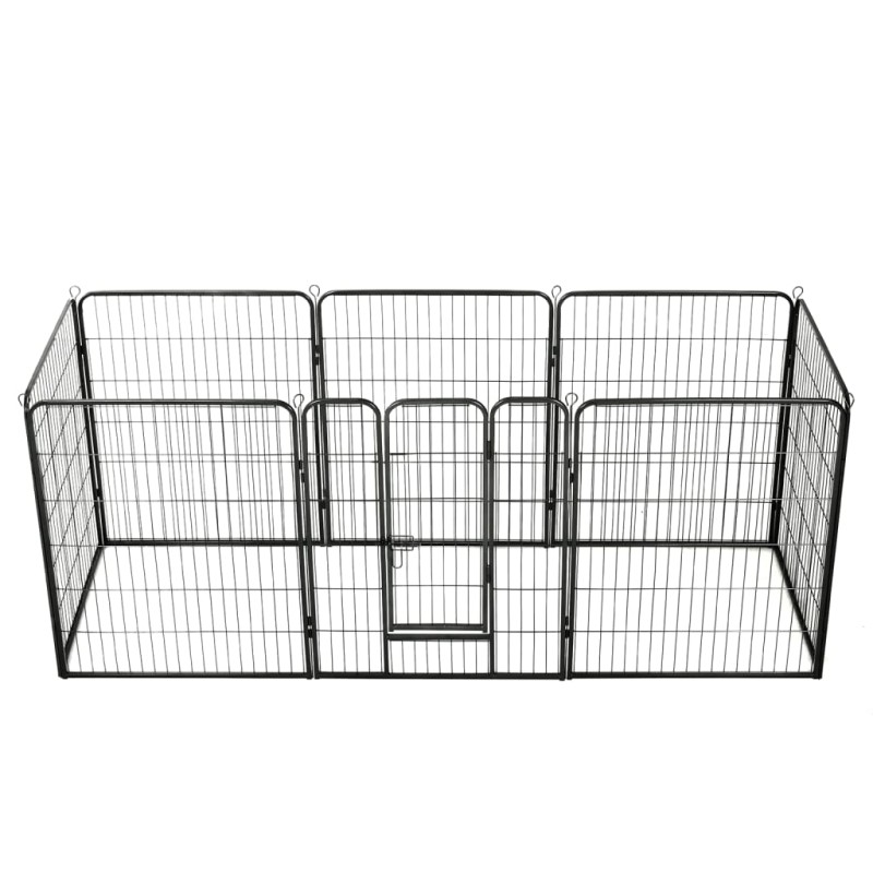 Hunde-Laufgitter 8 Paneele Stahl 80 x 100 cm Schwarz Hunde-Laufgitter 8 Paneele Stahl 80 x 100 cm Schwarz