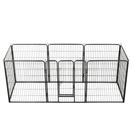 Hunde-Laufgitter 8 Paneele Stahl 80 x 100 cm Schwarz
