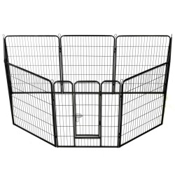 Hunde-Laufgitter 8 Paneele Stahl 80 x 100 cm Schwarz