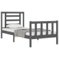 Massivholzbett mit Kopfteil Grau 100x200 cm Massivholzbett mit Kopfteil Grau 100x200 cm