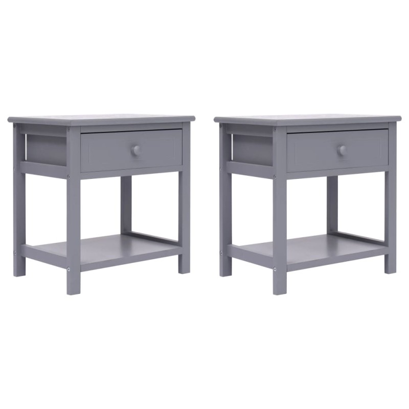 Nachttische 2 Stk. Grau 40x29x42 cm Paulownia Holz Nachttische 2 Stk. Grau 40x29x42 cm Paulownia Holz