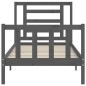 Massivholzbett mit Kopfteil Grau 100x200 cm Massivholzbett mit Kopfteil Grau 100x200 cm