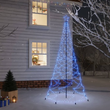 vidaXL LED-Weihnachtsbaum mit Metallstange 500 LEDs Blau 3 m