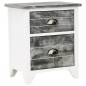 Nachttisch Grau und Weiß 38x28x45 cm Paulownia-Holz Nachttisch Grau und Weiß 38x28x45 cm Paulownia-Holz