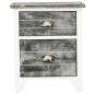 Nachttisch Grau und Weiß 38x28x45 cm Paulownia-Holz Nachttisch Grau und Weiß 38x28x45 cm Paulownia-Holz