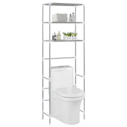 Toilettenregal mit 3 Ablagen Silbern 53x28x169 cm