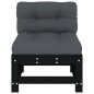 Mittelsofa mit Kissen Schwarz Massivholz Kiefer Mittelsofa mit Kissen Schwarz Massivholz Kiefer