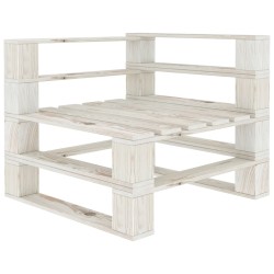 Outdoor-Ecksofa Paletten Holz Weiß