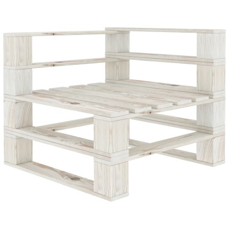 Outdoor-Ecksofa Paletten Holz Weiß