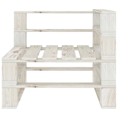 Outdoor-Ecksofa Paletten Holz Weiß