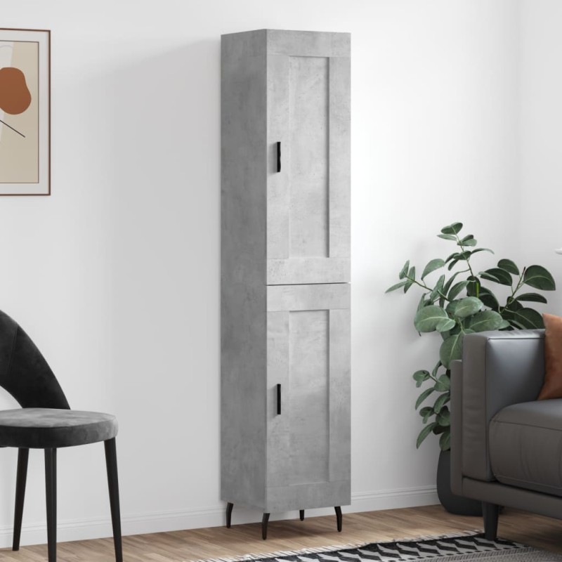 vidaXL Highboard Betongrau 34,5x34x180 cm Holzwerkstoff