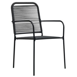 vidaXL Gartenstühle 2 Stk. Baumwollseil und Stahl Schwarz