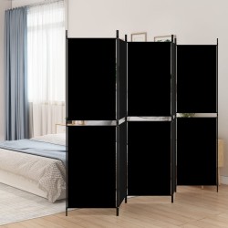 5-tlg. Paravent Schwarz 250x180 cm Stoff