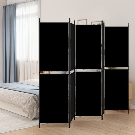5-tlg. Paravent Schwarz 250x180 cm Stoff