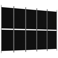 5-tlg. Paravent Schwarz 250x180 cm Stoff
