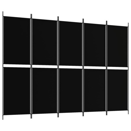 5-tlg. Paravent Schwarz 250x180 cm Stoff