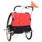 2-in-1 Kinder Fahrradanhänger & Kinderwagen Schwarz und Rot 2-in-1 Kinder Fahrradanhänger & Kinderwagen Schwarz und Rot