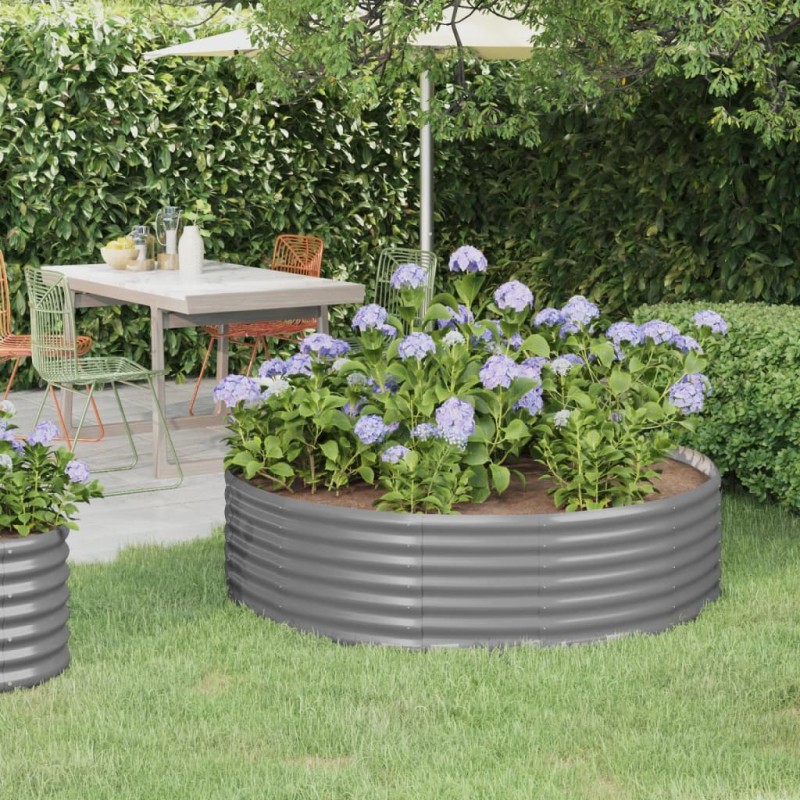 Hochbeet Pulverbeschichteter Stahl 140x140x36 cm Grau Hochbeet Pulverbeschichteter Stahl 140x140x36 cm Grau