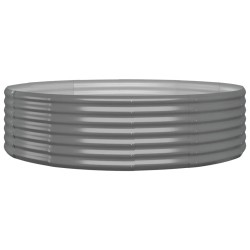 Hochbeet Pulverbeschichteter Stahl 140x140x36 cm Grau