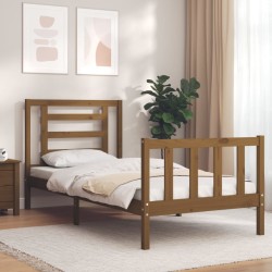 Massivholzbett mit Kopfteil Honigbraun 100x200 cm