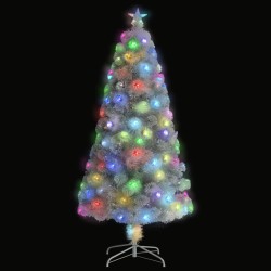Künstlicher Weihnachtsbaum mit LED Weiß 120 cm Glasfaser