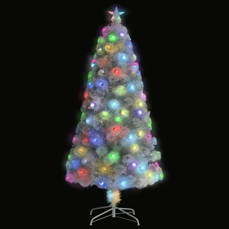 Künstlicher Weihnachtsbaum mit LED Weiß 120 cm Glasfaser