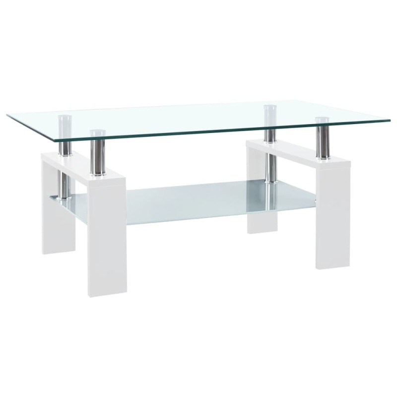 Couchtisch Weiß Transparent 95x55x40 cm Hartglas Couchtisch Weiß Transparent 95x55x40 cm Hartglas