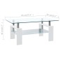 Couchtisch Weiß Transparent 95x55x40 cm Hartglas Couchtisch Weiß Transparent 95x55x40 cm Hartglas