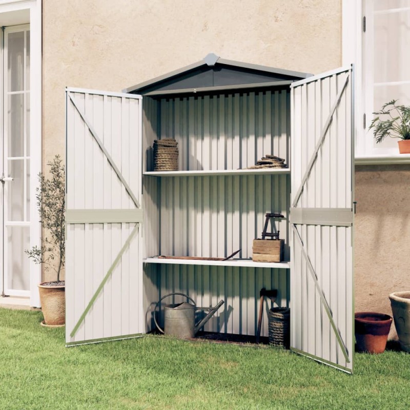 Gerätehaus Grau 116x45x175 cm Verzinkter Stahl Gerätehaus Grau 116x45x175 cm Verzinkter Stahl