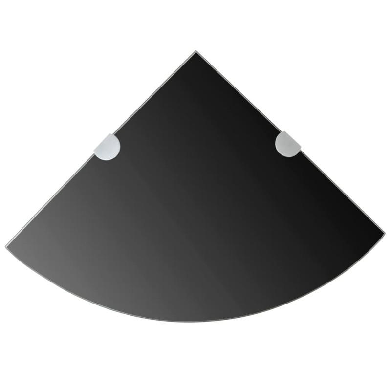 vidaXL Eckregal mit verchromten Halterungen Glas Schwarz 25 x 25 cm vidaXL Eckregal mit verchromten Halterungen Glas Schwarz 25 x 25 cm