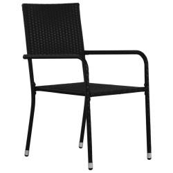Garten-Essstühle 2 Stk. Poly-Rattan Schwarz