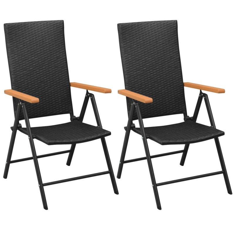 Stapelbare Gartenstühle 2 Stk. Poly Rattan Schwarz Stapelbare Gartenstühle 2 Stk. Poly Rattan Schwarz