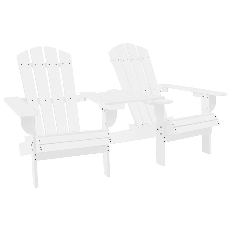 vidaXL Adirondack-Gartenstühle mit Tisch Massivholz Tanne Weiß vidaXL Adirondack-Gartenstühle mit Tisch Massivholz Tanne Weiß