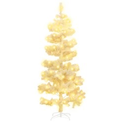 Spiral-Weihnachtsbaum mit Ständer und LEDs Weiß 150 cm PVC