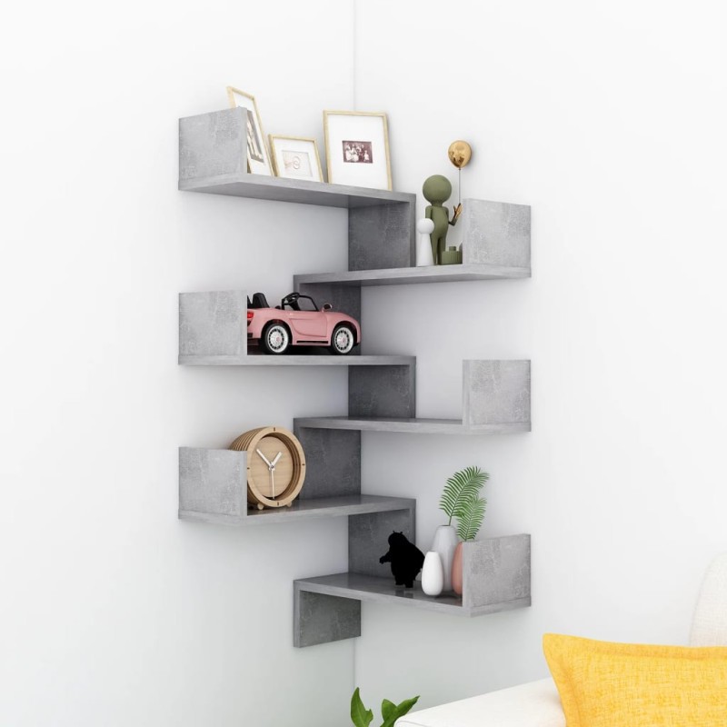 Wand-Eckregale 2 Stk. Betongrau 40x40x50 cm Holzwerkstoff Wand-Eckregale 2 Stk. Betongrau 40x40x50 cm Holzwerkstoff